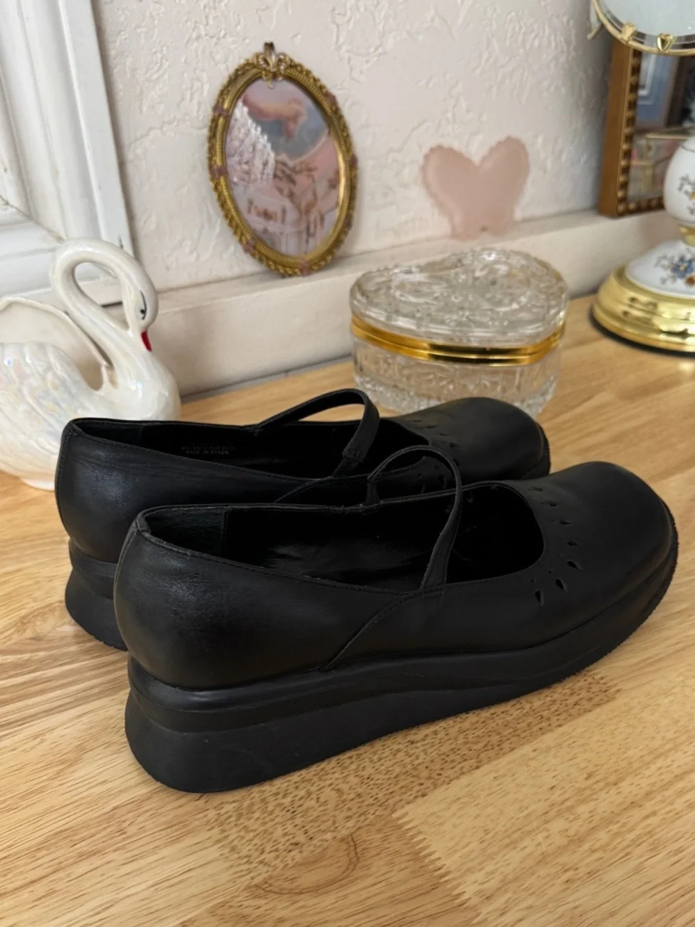 Y2K Steve Madden Black Leather Mary Jane Platforms Size 9.5 🖤✨